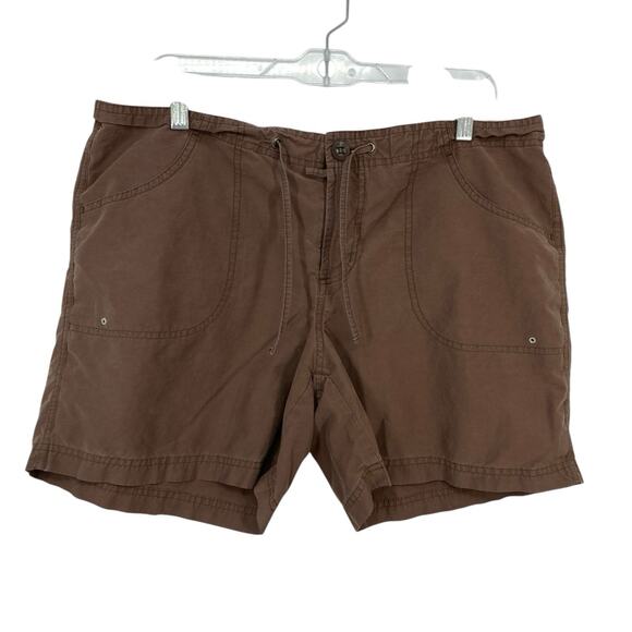 Columbia Womens Classic Tech Shorts size Large Tie Waist Brown Lightweight - Picture 1 of 14